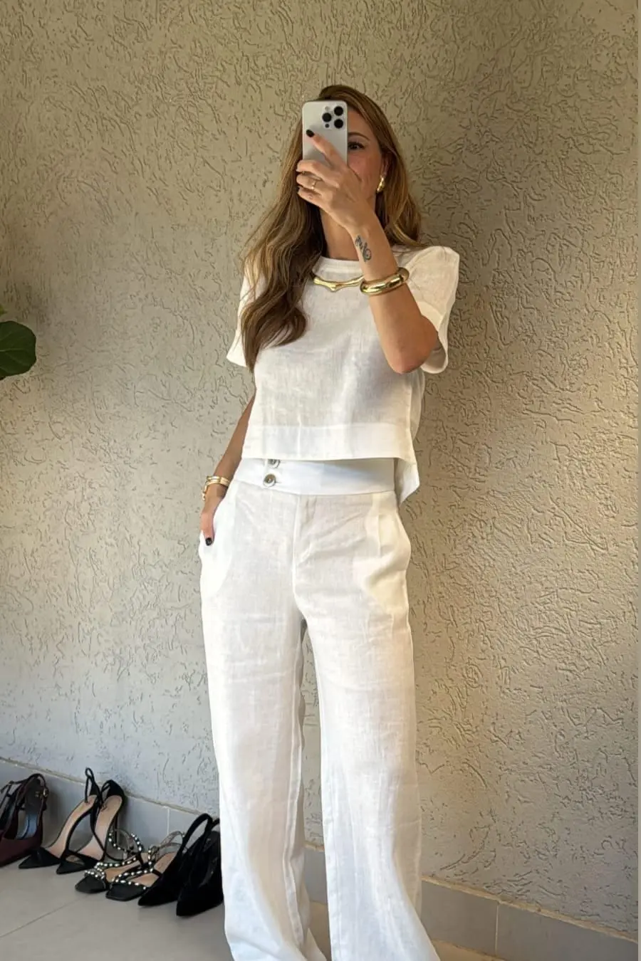 Calça 100% Linho Wide Leg