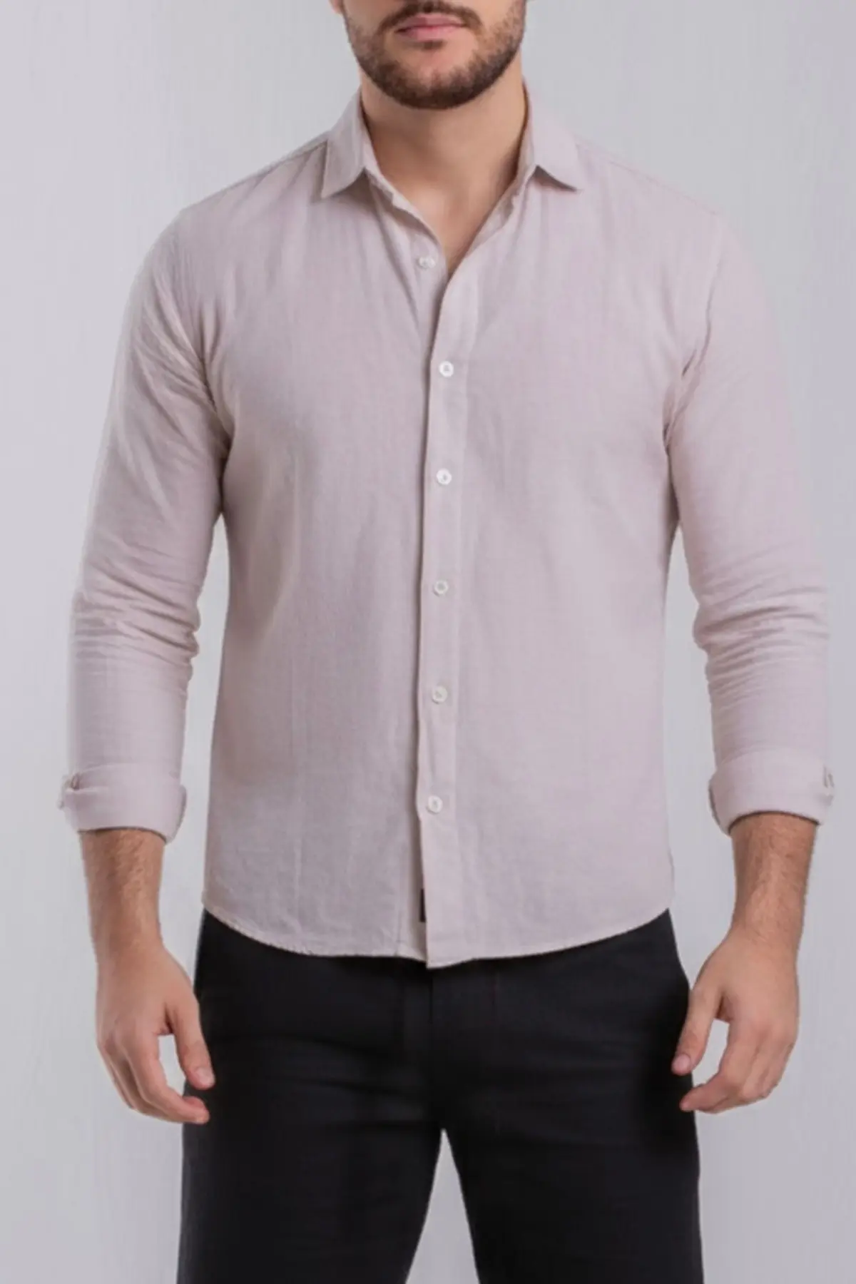 Camisa Linho Natural Manga Longa