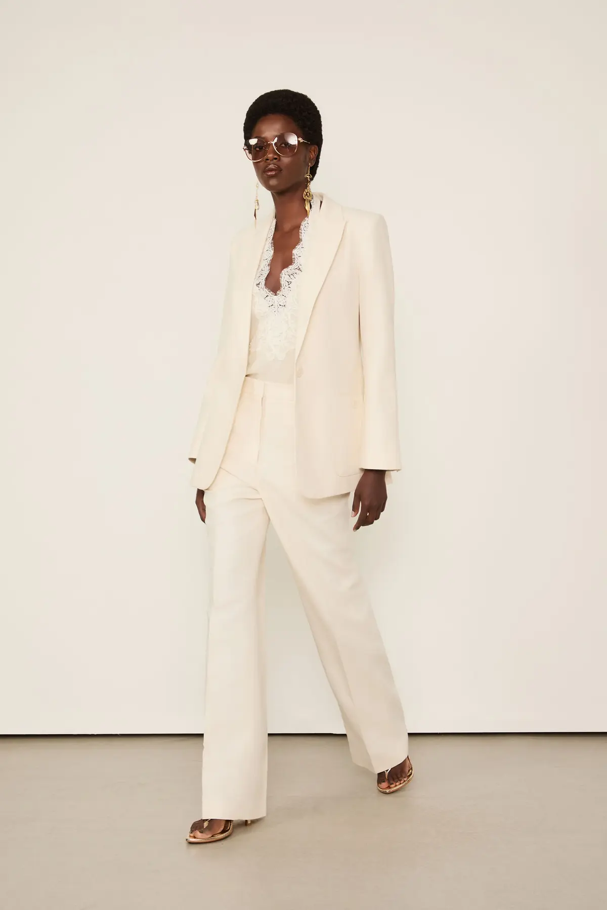 Blazer Oversized de Algodão com Linho Bege
