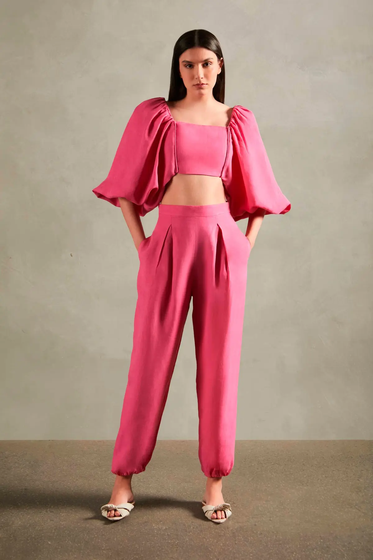 Blusa Maxi Mangas e Laço Lipstick de Linho