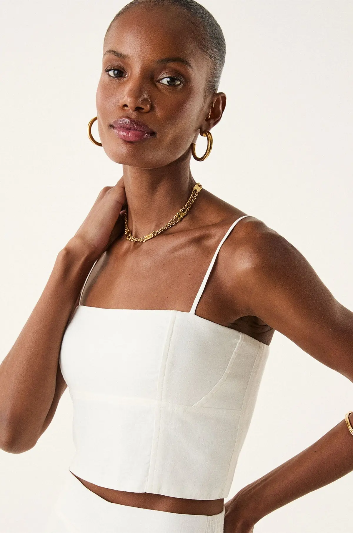 Top Anika Off-White de Linho
