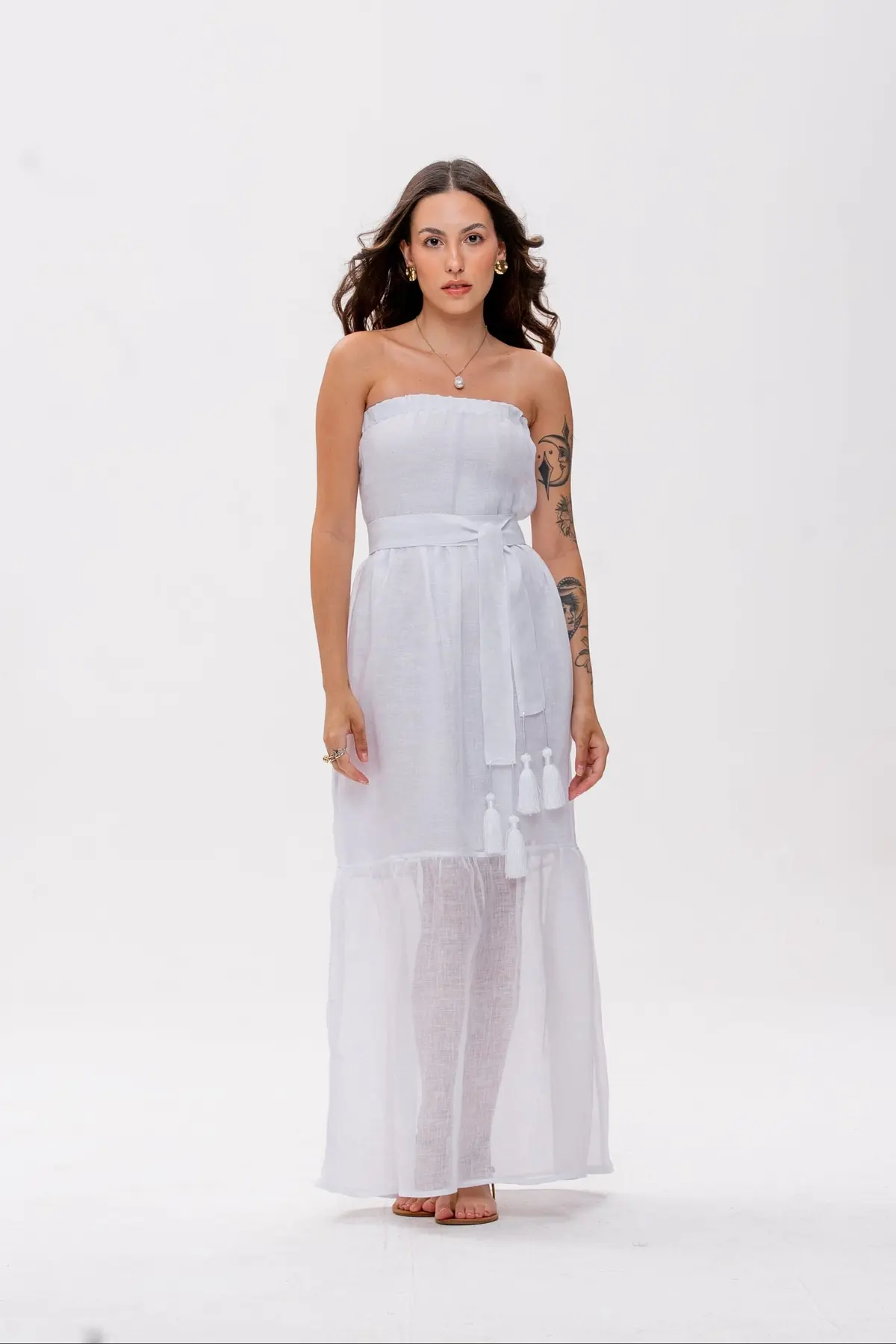 Vestido Tomara Que Caia Brigite Gaze de Linho