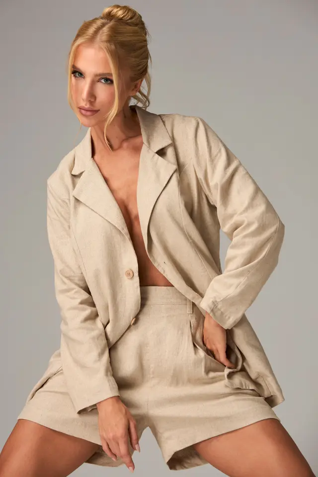 Blazer Wide de Linho Cru