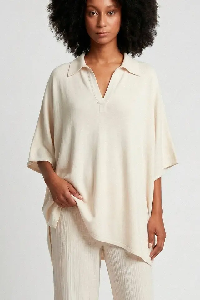 Kaftan Curto Falésias Off-White de Linho
