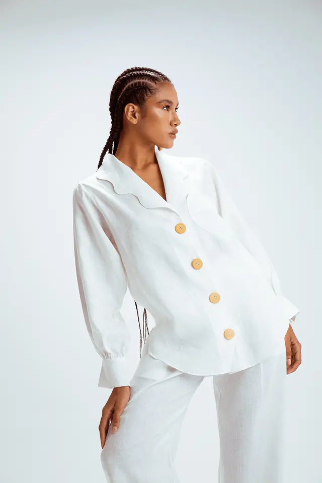 Camisa Linho Off-White Coração