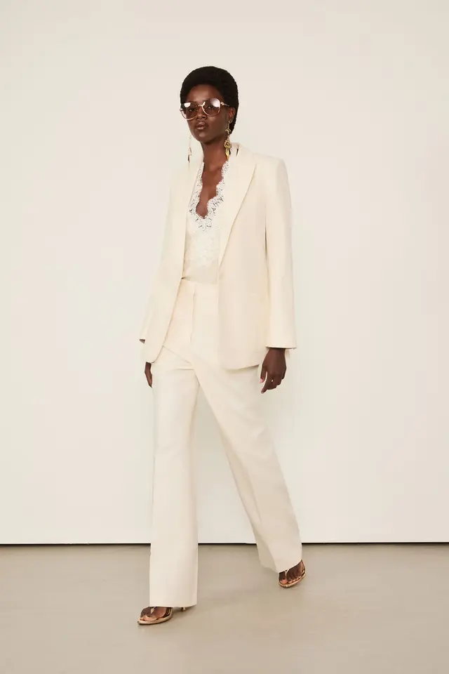 Blazer Oversized de Algodão com Linho Bege