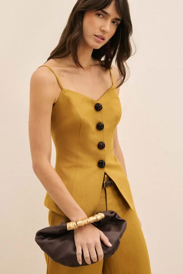 Blusa Colete de Alças com Linho