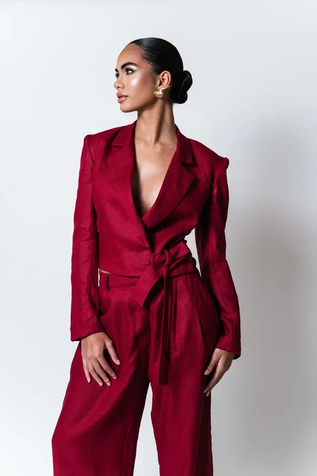 Cropped Blazer Giverny de Linho