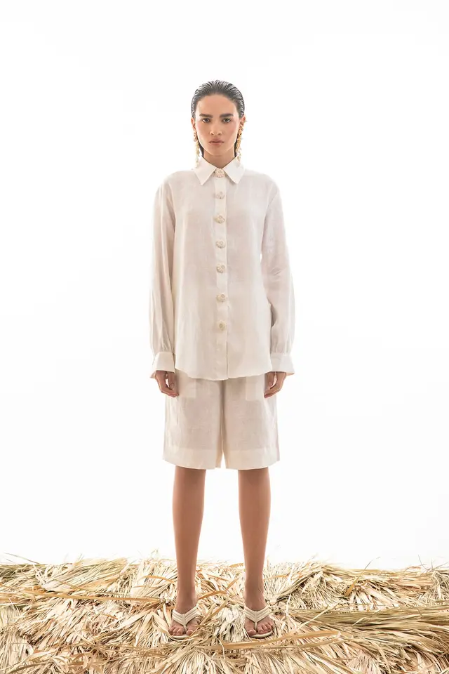 Camisa Linho Crochê